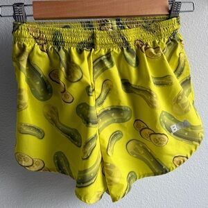 Pickle-Print Yellow Running Shorts